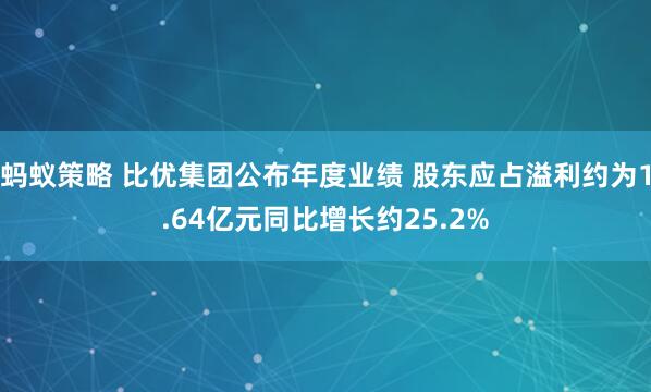 蚂蚁策略 比优集团公布年度业绩 股东应占溢利约为1.64亿元同比增长约25.2%