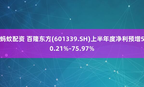 蚂蚊配资 百隆东方(601339.SH)上半年度净利预增50.21%-75.97%