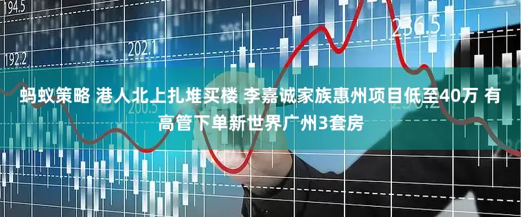 蚂蚁策略 港人北上扎堆买楼 李嘉诚家族惠州项目低至40万 有高管下单新世界广州3套房